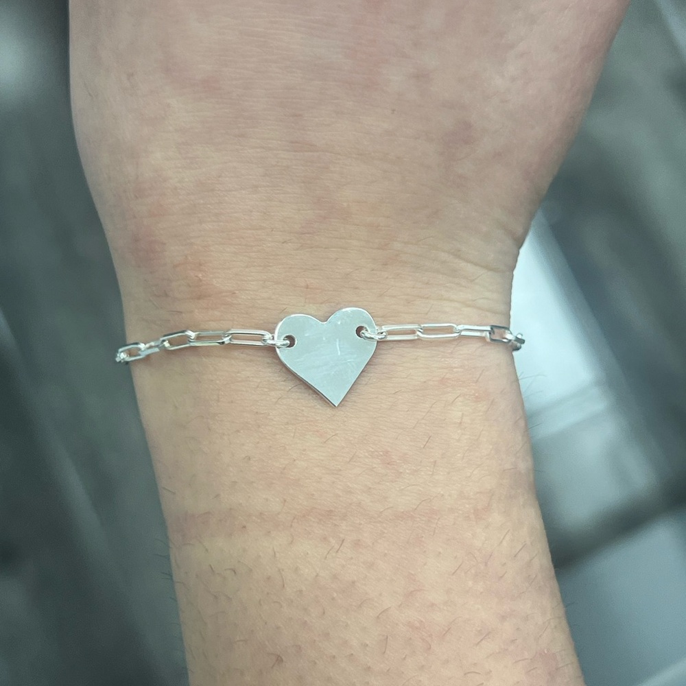 Sterling silver paperclip heart bracelet